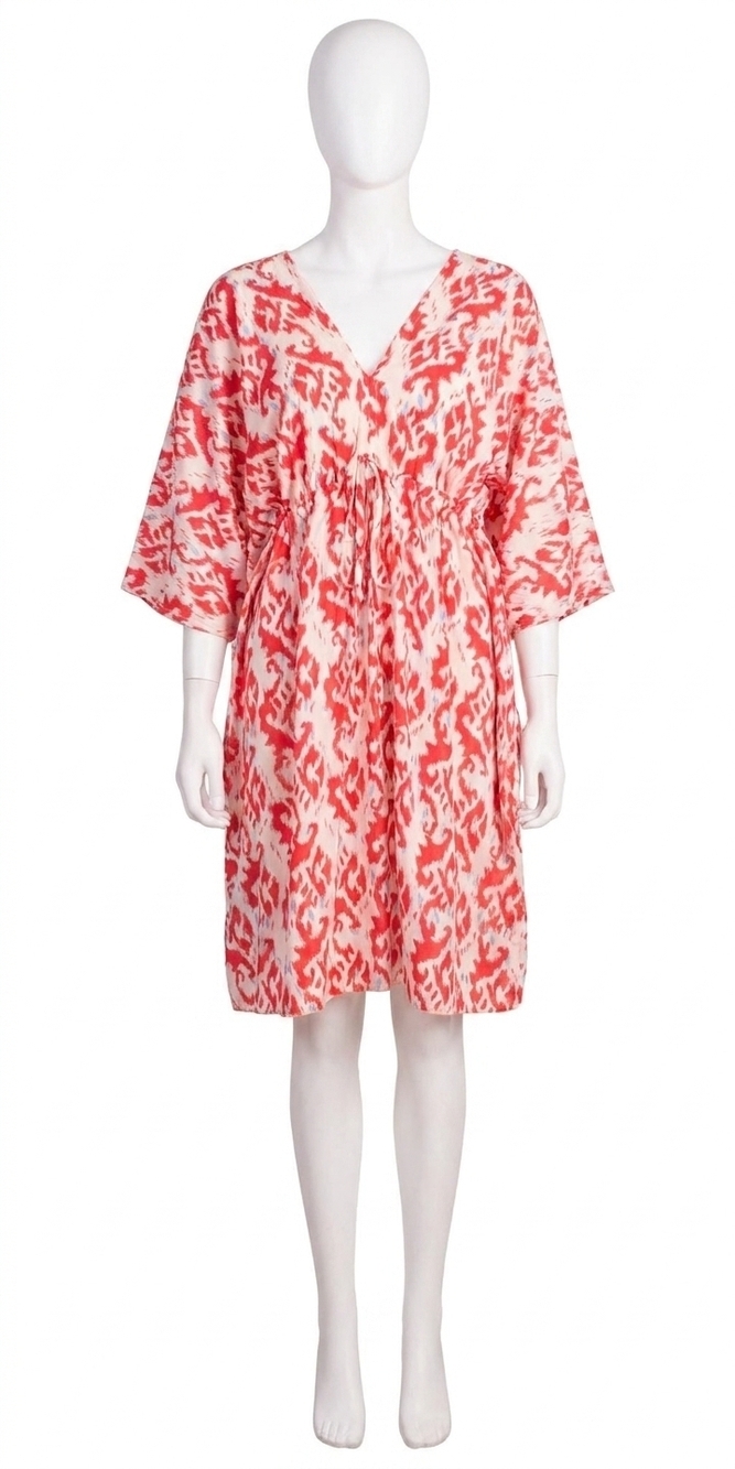 NEW GIGI MODA corta ikat print mini dress in coral